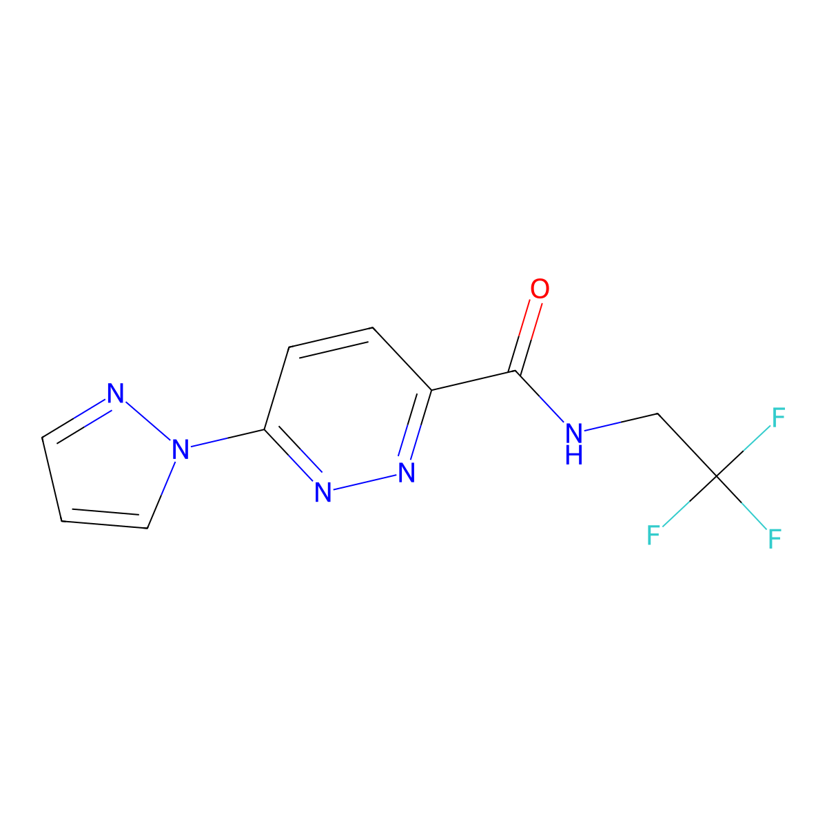 6-(1H-pyrazol-1-yl)-N-(2,2,2-trifluoroethyl)pyridazine-3-carboxamide molecular structure, CAS 1351614-33-9