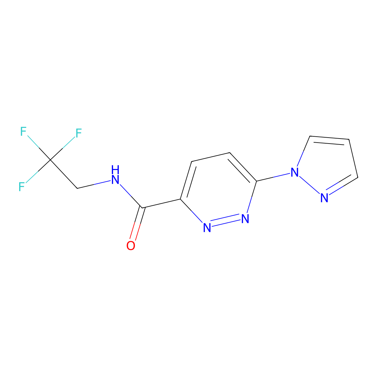 6-(1H-pyrazol-1-yl)-N-(2,2,2-trifluoroethyl)pyridazine-3-carboxamide molecular structure, CAS 1351614-33-9