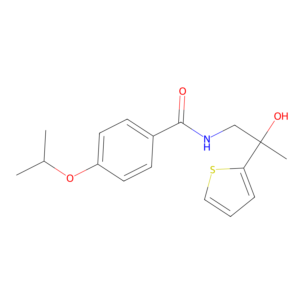 N-(2-hydroxy-2-(thiophen-2-yl)propyl)-4-isopropoxybenzamide molecular structure, CAS 1351614-36-2