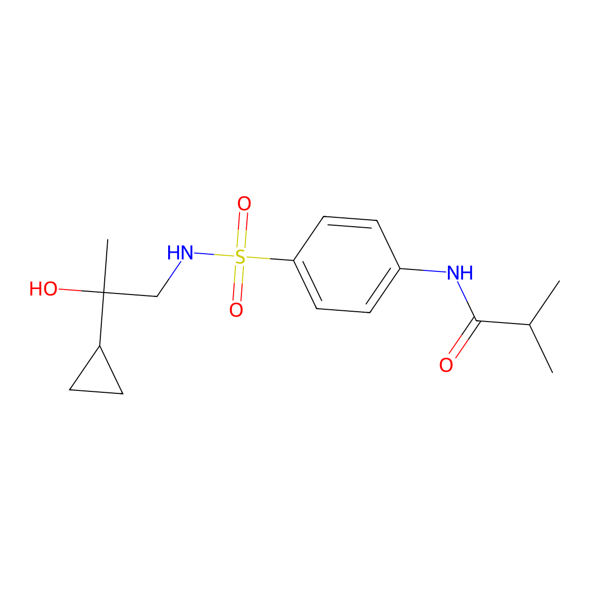N-(4-(N-(2-cyclopropyl-2-hydroxypropyl)sulfamoyl)phenyl)isobutyramide molecular structure, CAS 1351614-40-8