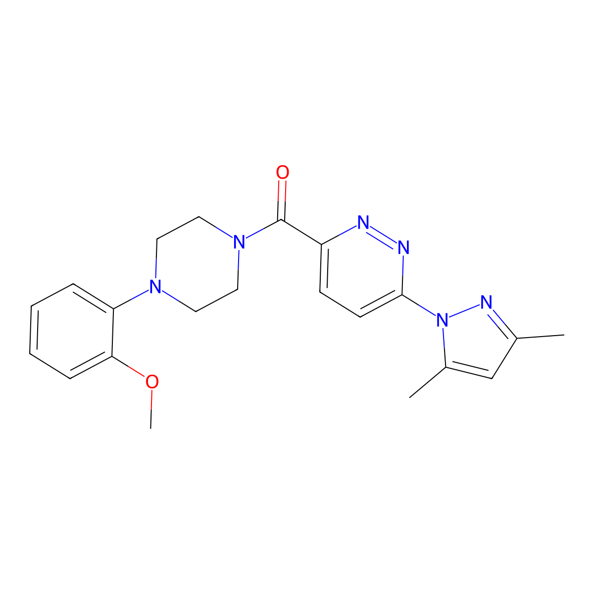 (6-(3,5-dimethyl-1H-pyrazol-1-yl)pyridazin-3-yl)(4-(2-methoxyphenyl)piperazin-1-yl)methanone molecular structure, CAS 1351614-44-2