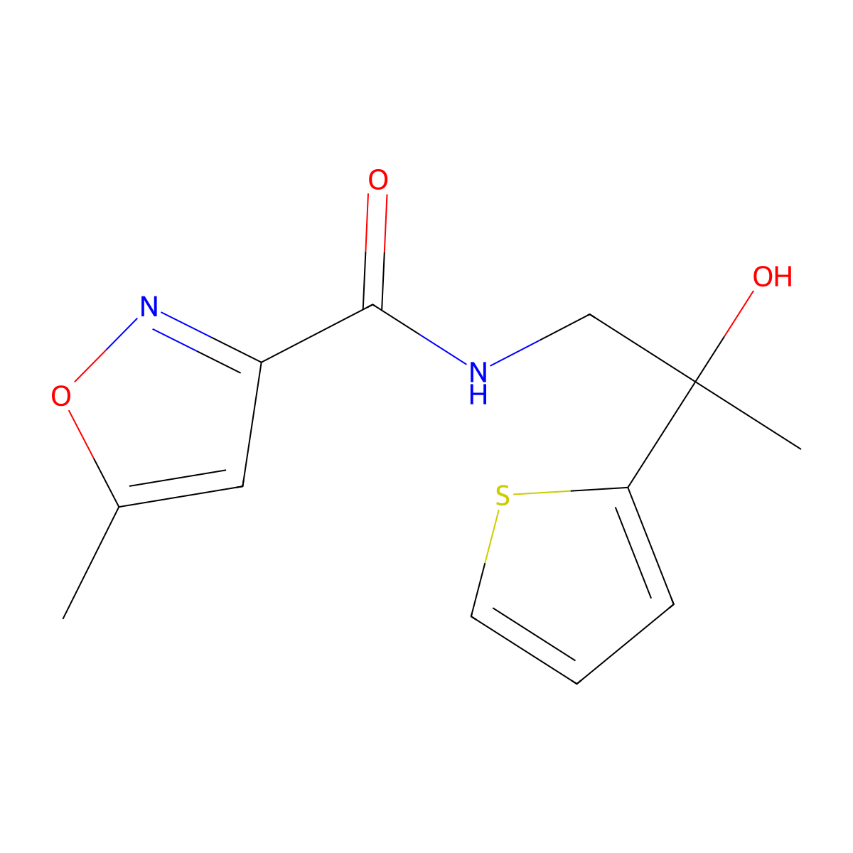 N-(2-hydroxy-2-(thiophen-2-yl)propyl)-5-methylisoxazole-3-carboxamide molecular structure, CAS 1351614-49-7