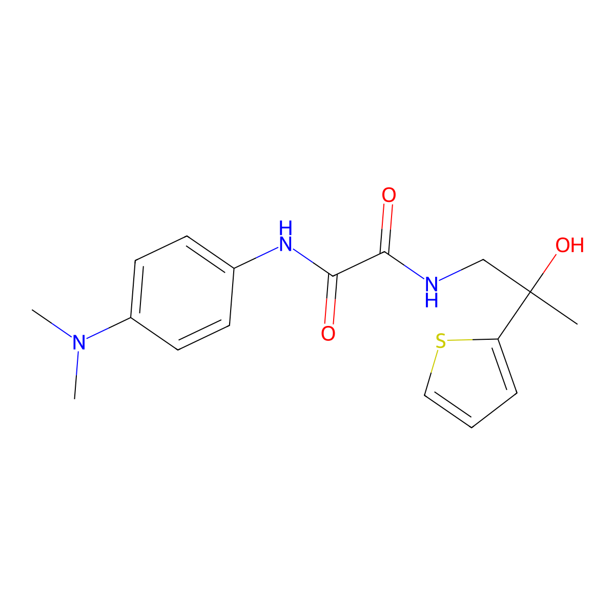 N1-(4-(dimethylamino)phenyl)-N2-(2-hydroxy-2-(thiophen-2-yl)propyl)oxalamide molecular structure, CAS 1351614-52-2