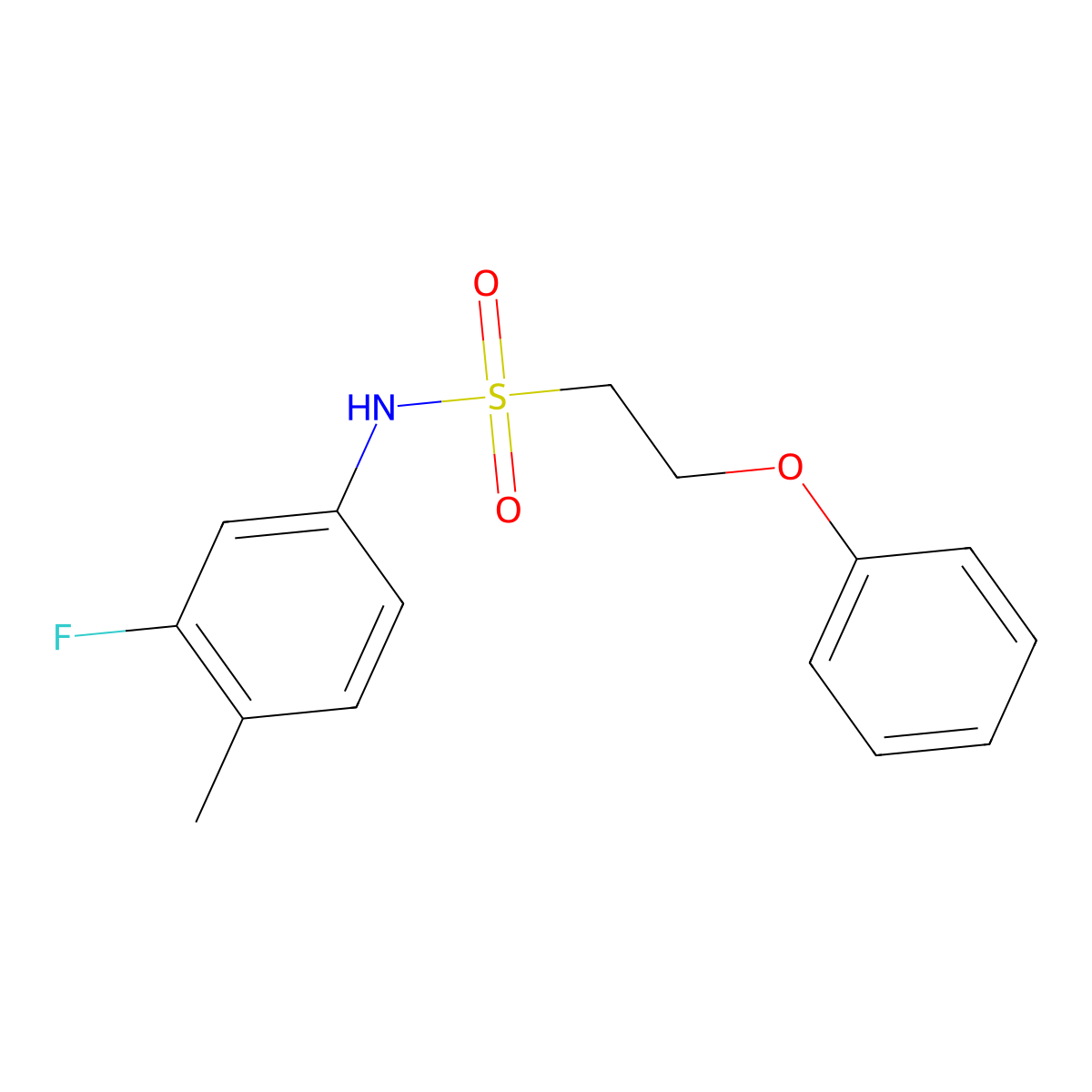 N-(3-fluoro-4-methylphenyl)-2-phenoxyethanesulfonamide molecular structure, CAS 1351614-59-9
