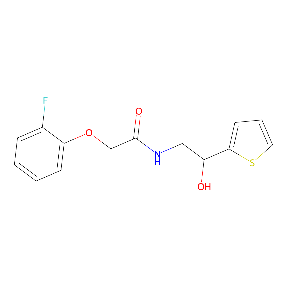 2-(2-fluorophenoxy)-N-(2-hydroxy-2-(thiophen-2-yl)ethyl)acetamide molecular structure, CAS 1351614-63-5