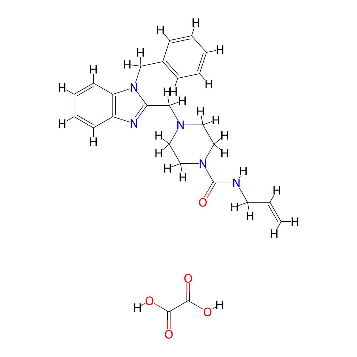 N-allyl-4-((1-benzyl-1H-benzo[d]imidazol-2-yl)methyl)piperazine-1-carboxamide oxalate molecular structure, CAS 1351614-71-5