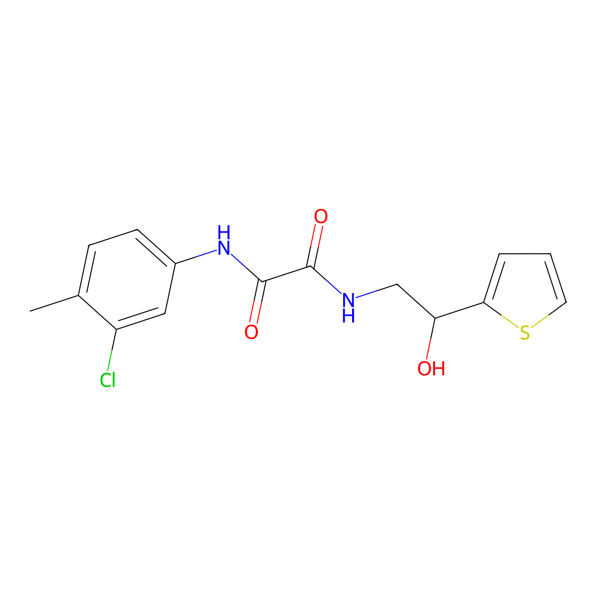 N1-(3-chloro-4-methylphenyl)-N2-(2-hydroxy-2-(thiophen-2-yl)ethyl)oxalamide molecular structure, CAS 1351614-72-6