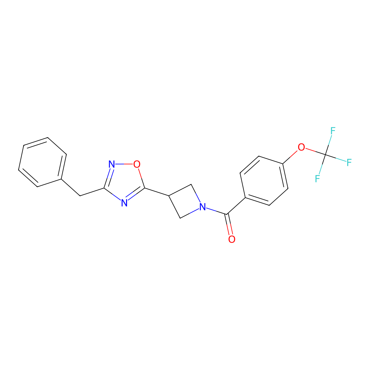 (3-(3-Benzyl-1,2,4-oxadiazol-5-yl)azetidin-1-yl)(4-(trifluoromethoxy)phenyl)methanone molecular structure, CAS 1351614-74-8