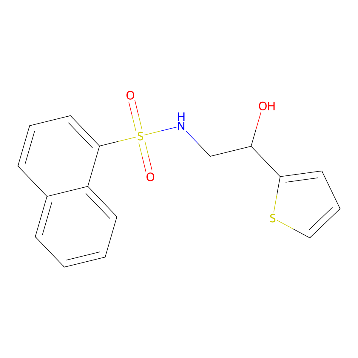 N-(2-hydroxy-2-(thiophen-2-yl)ethyl)naphthalene-1-sulfonamide molecular structure, CAS 1351614-76-0