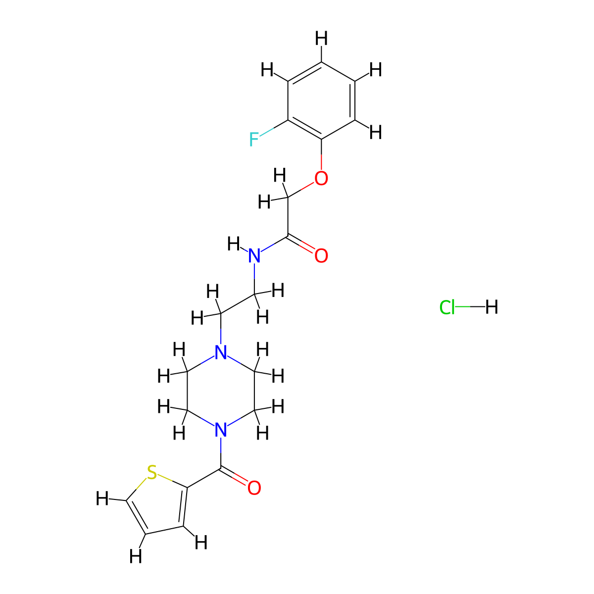 2-(2-Fluorophenoxy)-N-{2-[4-(thiophene-2-carbonyl)piperazin-1-YL]ethyl}acetamide hydrochloride molecular structure, CAS 1351614-79-3