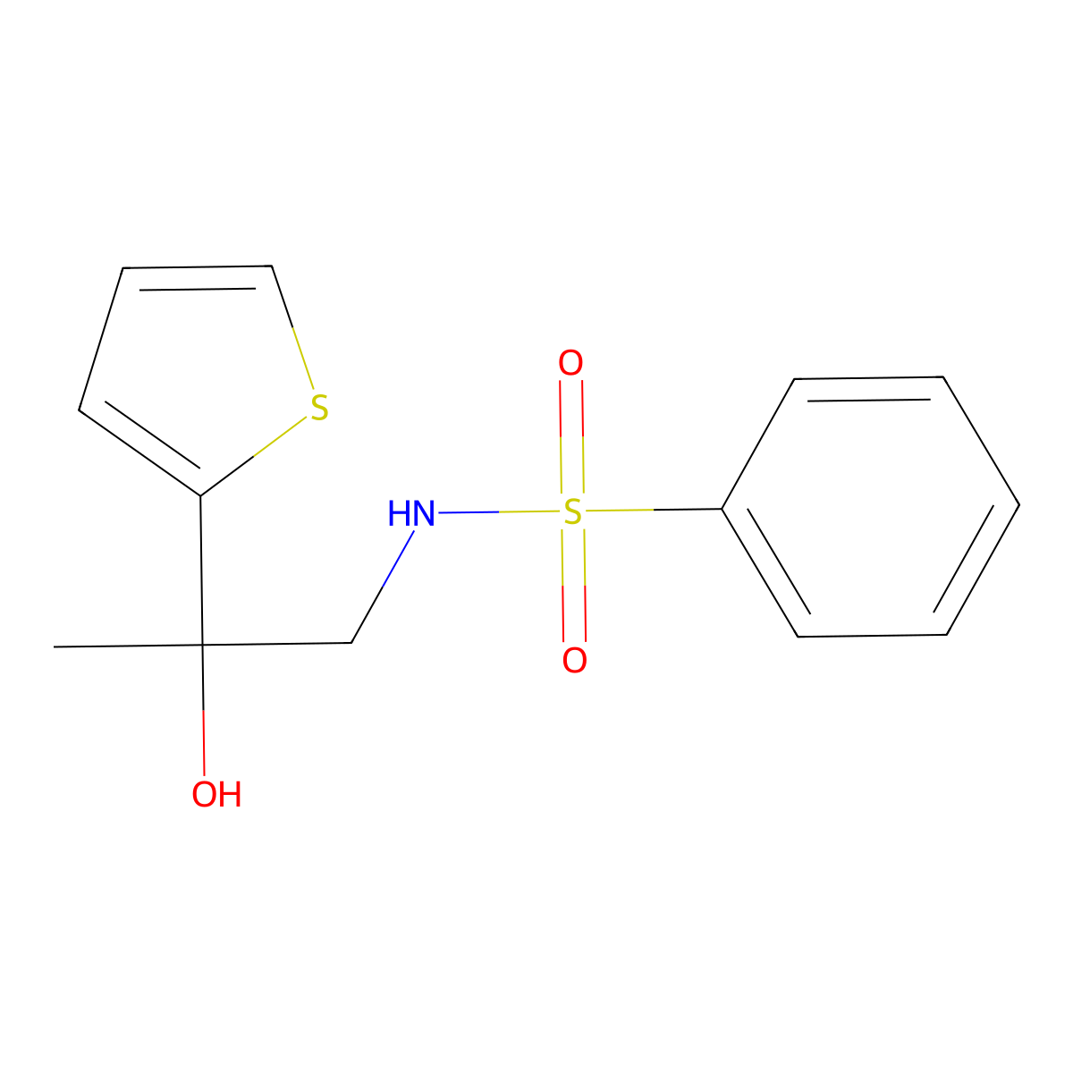 N-(2-hydroxy-2-(thiophen-2-yl)propyl)benzenesulfonamide molecular structure, CAS 1351614-81-7