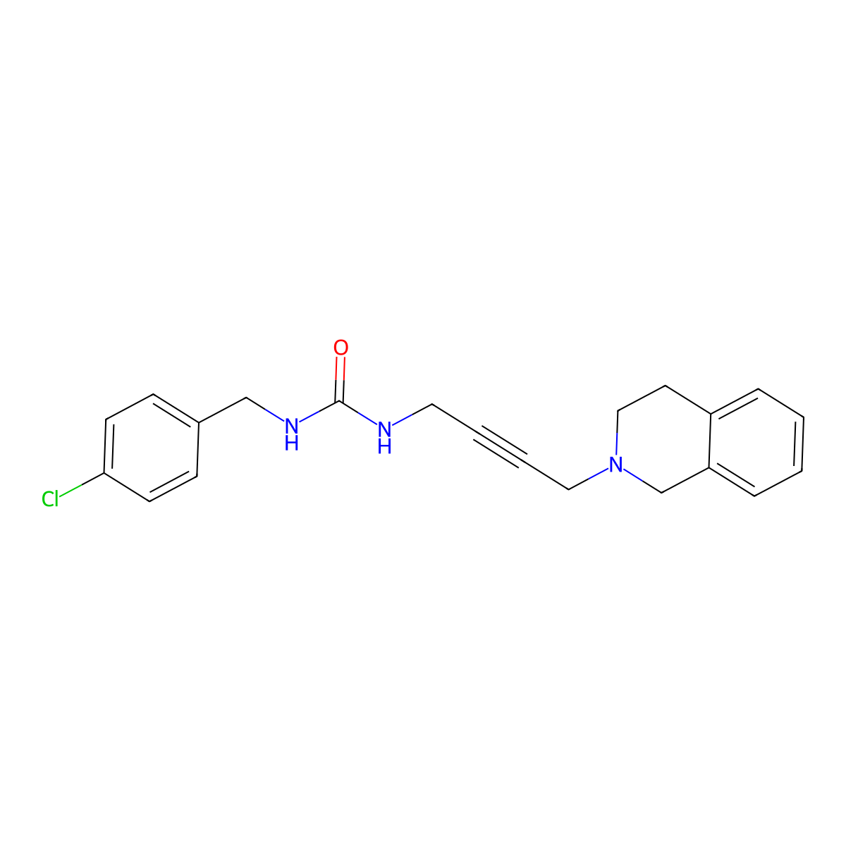 1-(4-chlorobenzyl)-3-(4-(3,4-dihydroisoquinolin-2(1H)-yl)but-2-yn-1-yl)urea molecular structure, CAS 1351614-83-9