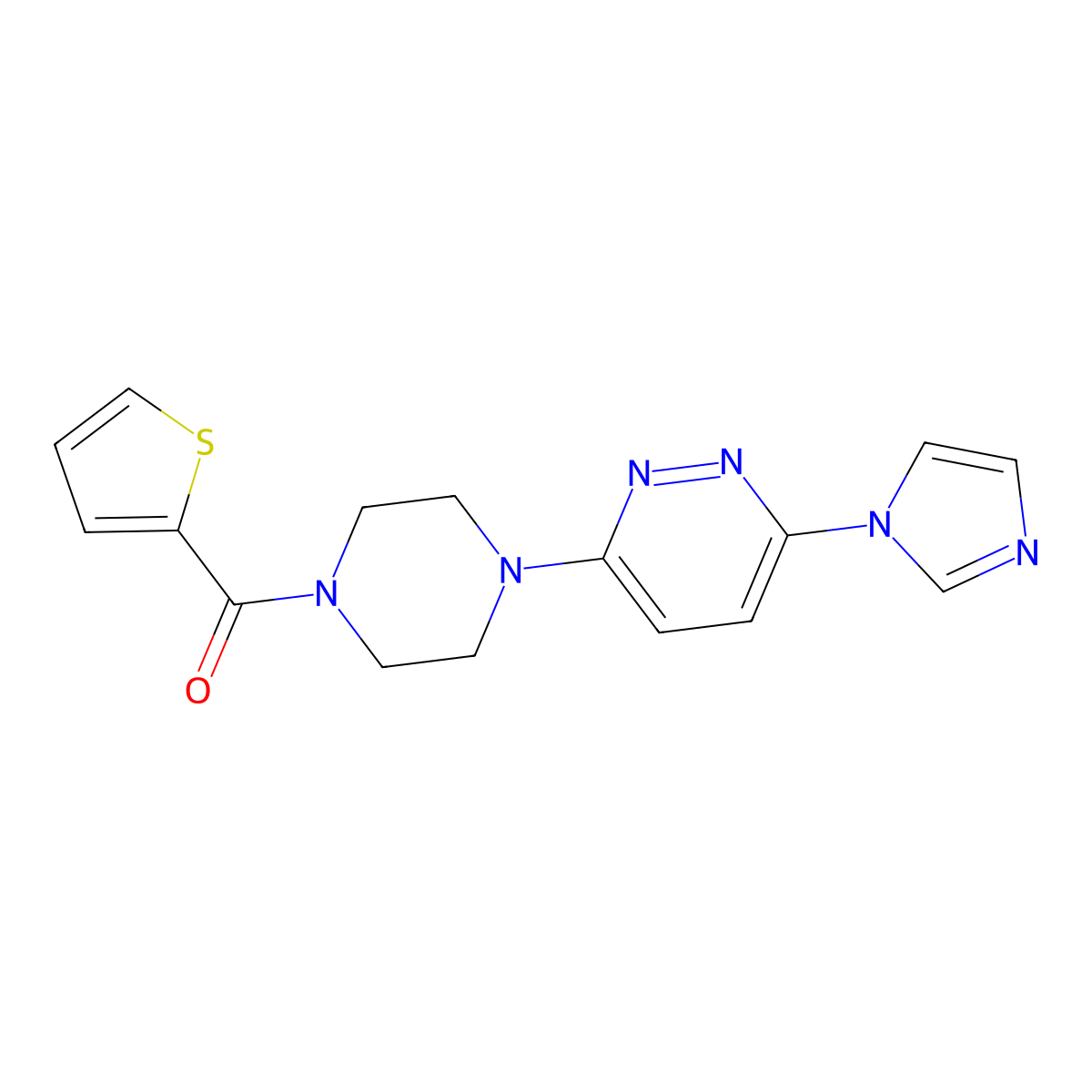 (4-(6-(1H-imidazol-1-yl)pyridazin-3-yl)piperazin-1-yl)(thiophen-2-yl)methanone molecular structure, CAS 1351614-85-1
