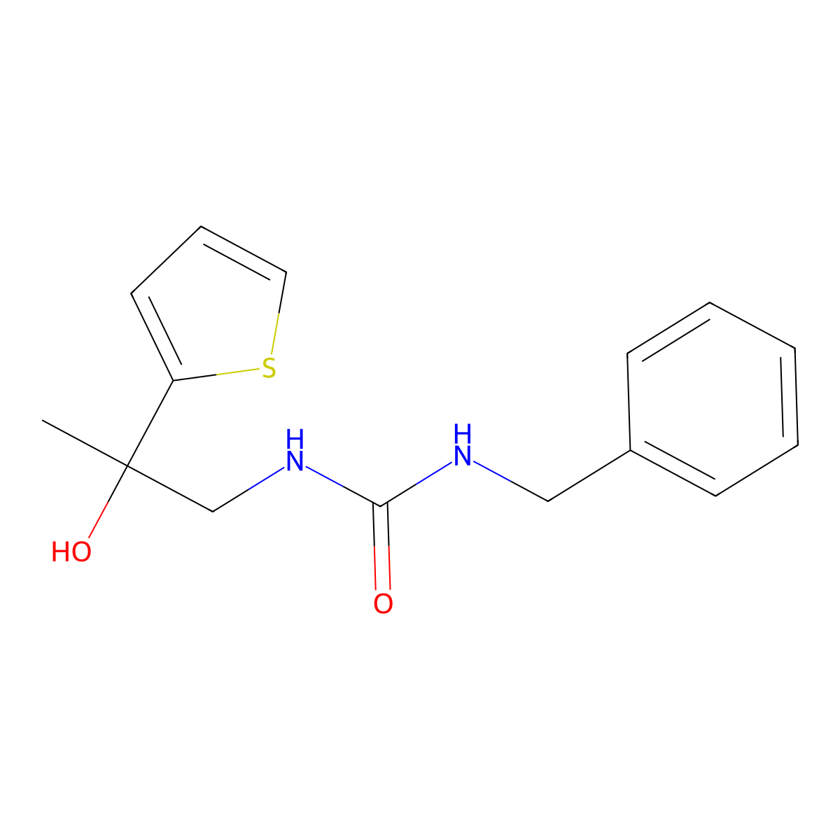 1-Benzyl-3-(2-hydroxy-2-(thiophen-2-yl)propyl)urea molecular structure, CAS 1351614-87-3