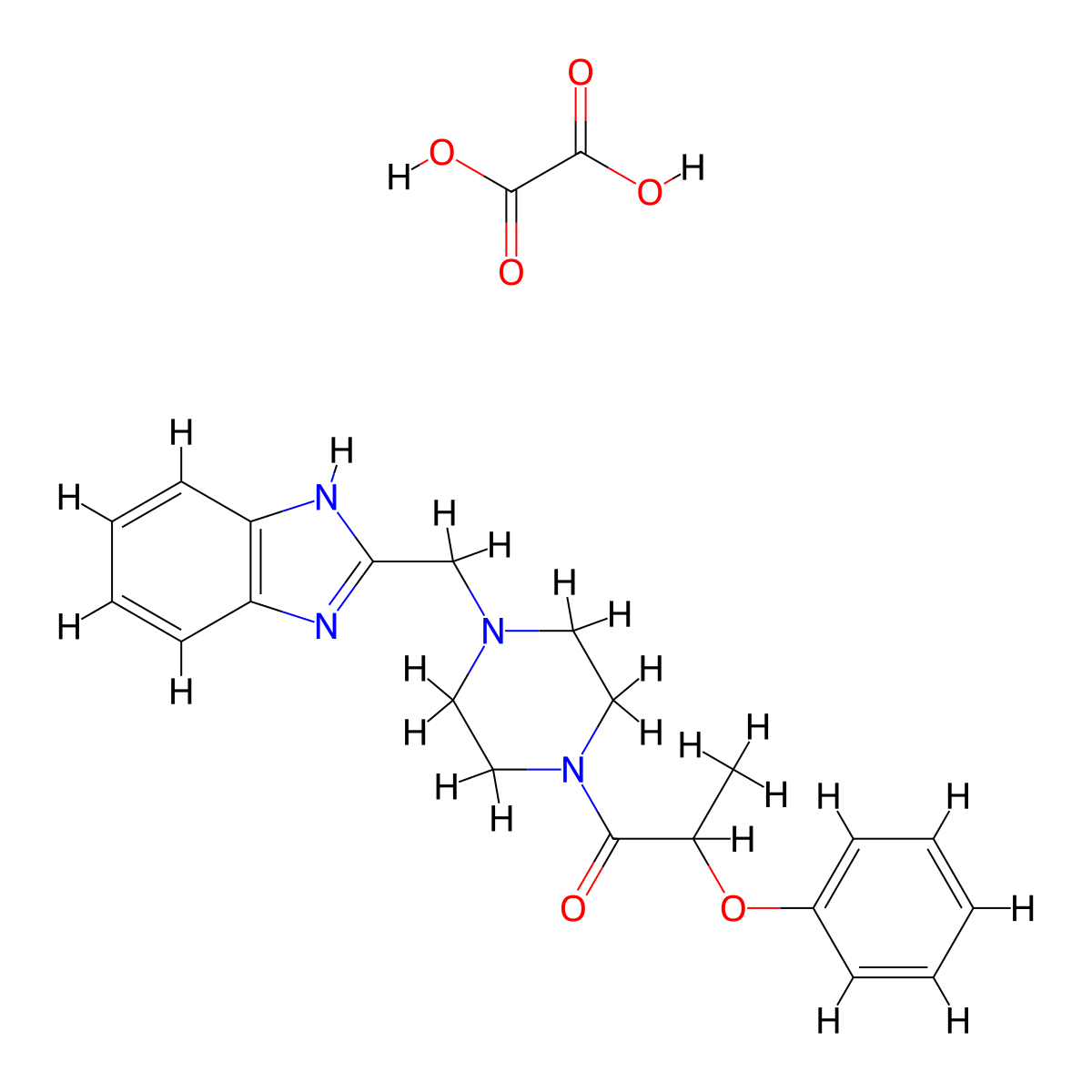 1-(4-((1H-benzo[d]imidazol-2-yl)methyl)piperazin-1-yl)-2-phenoxypropan-1-one oxalate molecular structure, CAS 1351614-88-4