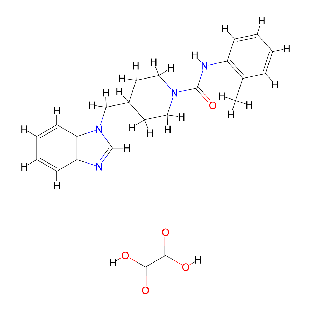4-((1H-benzo[d]imidazol-1-yl)methyl)-N-(o-tolyl)piperidine-1-carboxamide oxalate molecular structure, CAS 1351614-90-8