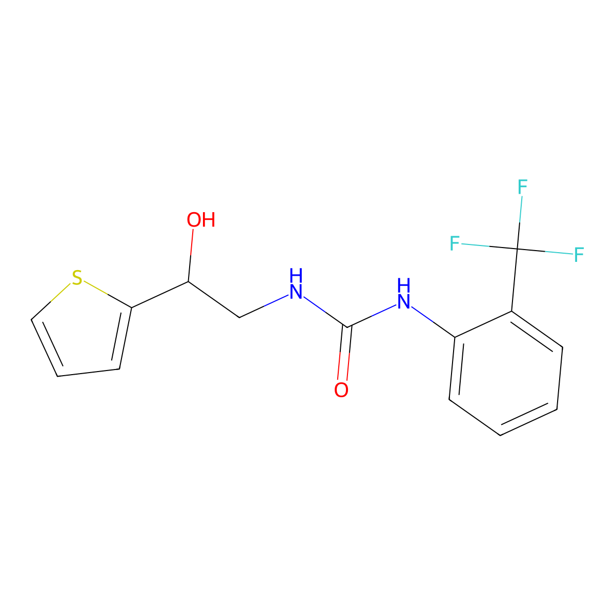 1-(2-Hydroxy-2-(thiophen-2-yl)ethyl)-3-(2-(trifluoromethyl)phenyl)urea molecular structure, CAS 1351614-99-7