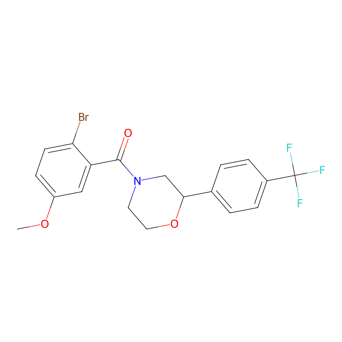 (2-Bromo-5-methoxyphenyl)(2-(4-(trifluoromethyl)phenyl)morpholino)methanone molecular structure, CAS 1351615-00-3