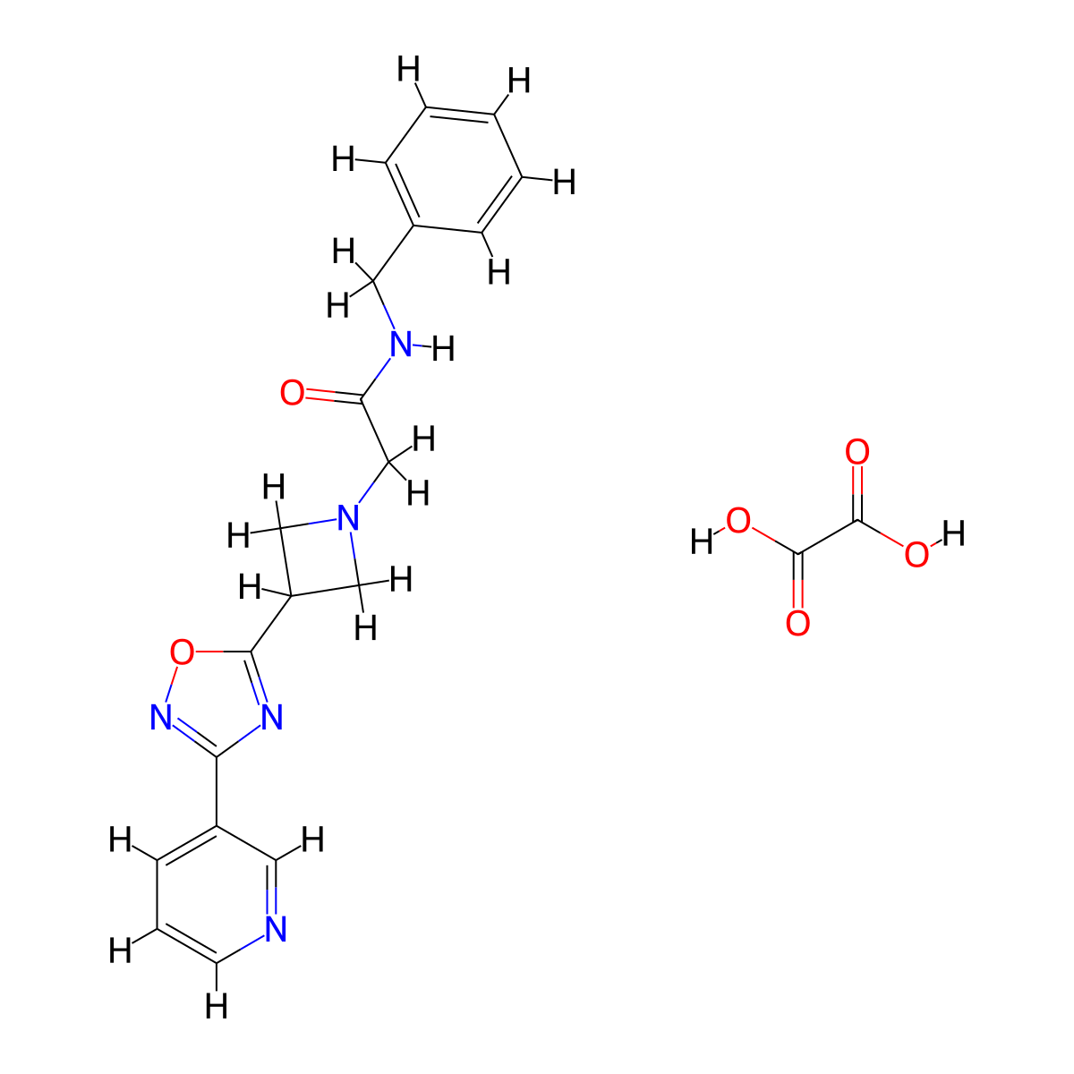 N-benzyl-2-(3-(3-(pyridin-3-yl)-1,2,4-oxadiazol-5-yl)azetidin-1-yl)acetamide oxalate molecular structure, CAS 1351615-02-5