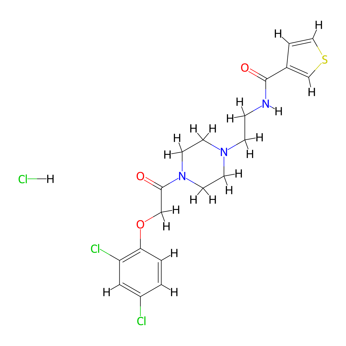 N-(2-{4-[2-(2,4-Dichlorophenoxy)acetyl]piperazin-1-YL}ethyl)thiophene-3-carboxamide hydrochloride molecular structure, CAS 1351615-06-9