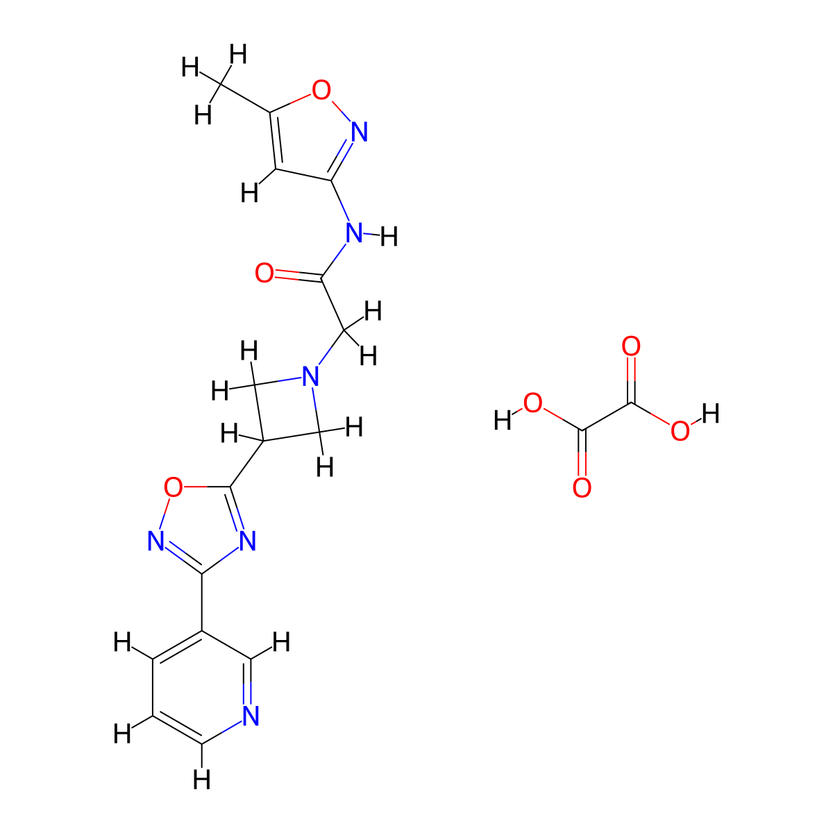 N-(5-methylisoxazol-3-yl)-2-(3-(3-(pyridin-3-yl)-1,2,4-oxadiazol-5-yl)azetidin-1-yl)acetamide oxalate molecular structure, CAS 1351615-11-6