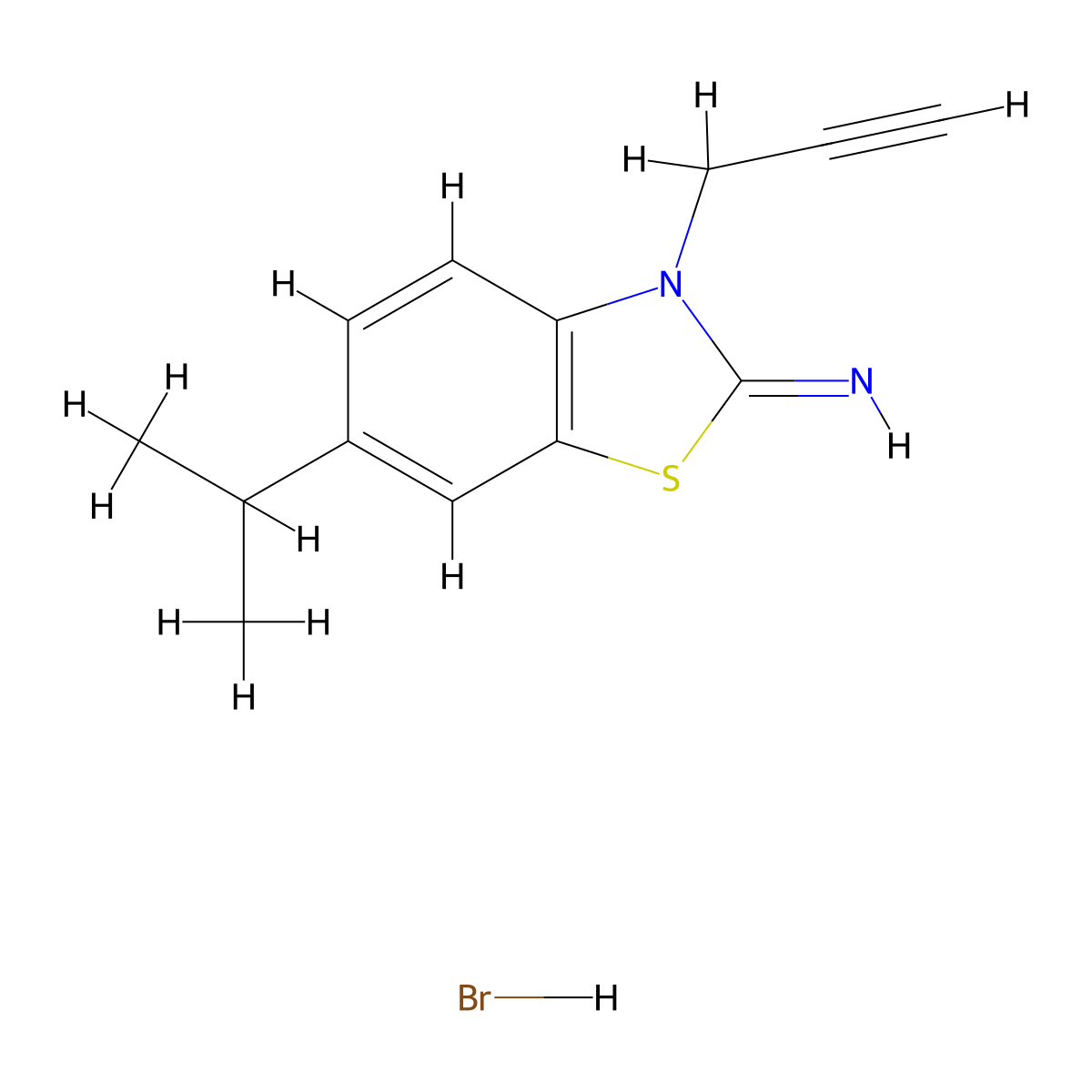 6-isopropyl-3-(prop-2-yn-1-yl)benzo[d]thiazol-2(3H)-imine hydrobromide molecular structure, CAS 1351615-21-8