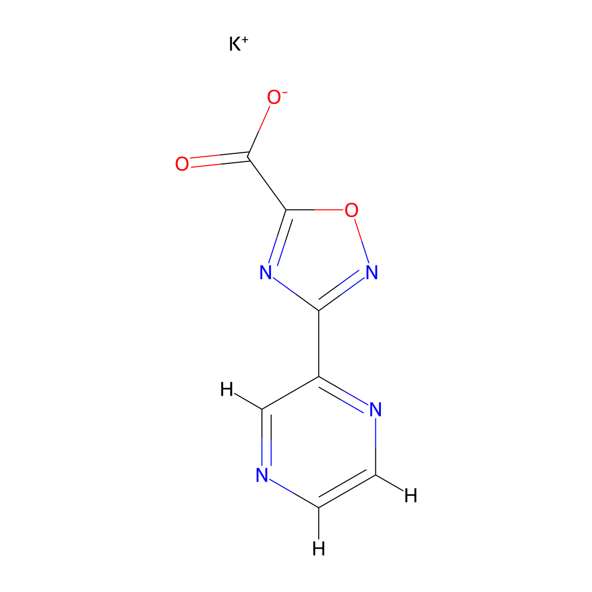 Potassium 3-(pyrazin-2-yl)-1,2,4-oxadiazole-5-carboxylate molecular structure, CAS 1351615-33-2