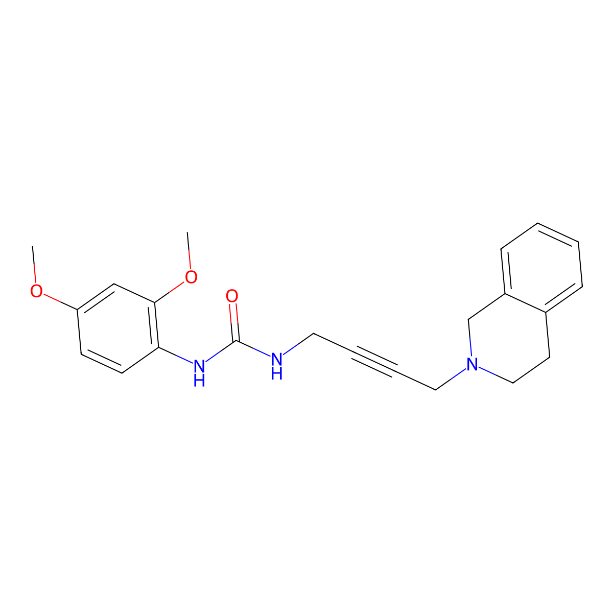 1-(4-(3,4-dihydroisoquinolin-2(1H)-yl)but-2-yn-1-yl)-3-(2,4-dimethoxyphenyl)urea molecular structure, CAS 1351615-38-7