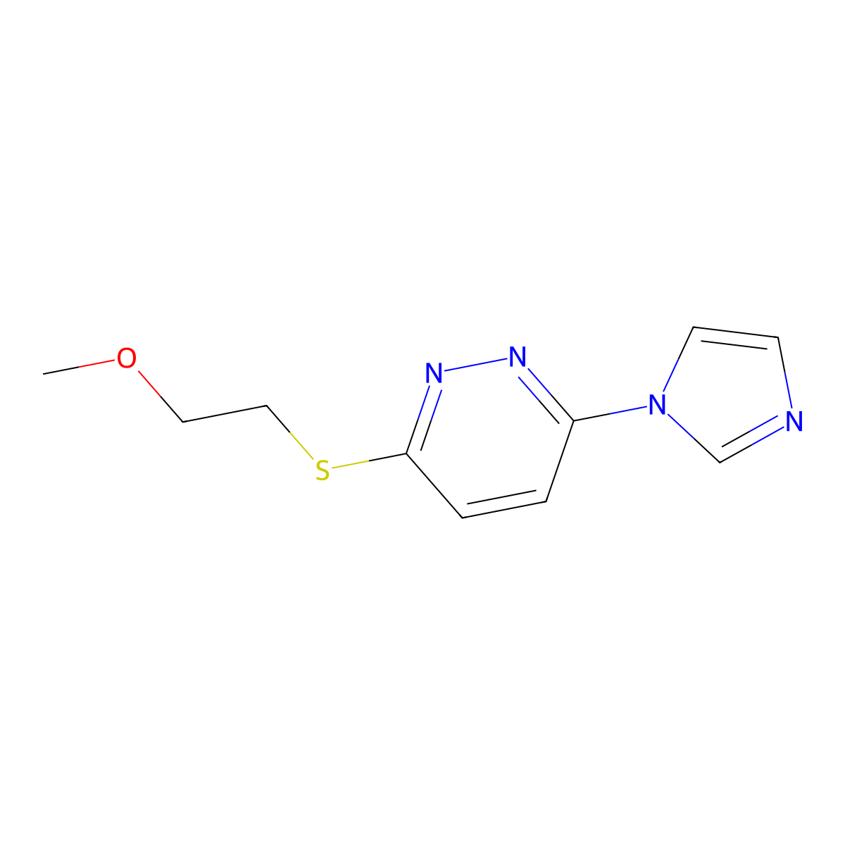 3-(1H-imidazol-1-yl)-6-((2-methoxyethyl)thio)pyridazine molecular structure, CAS 1351615-41-2