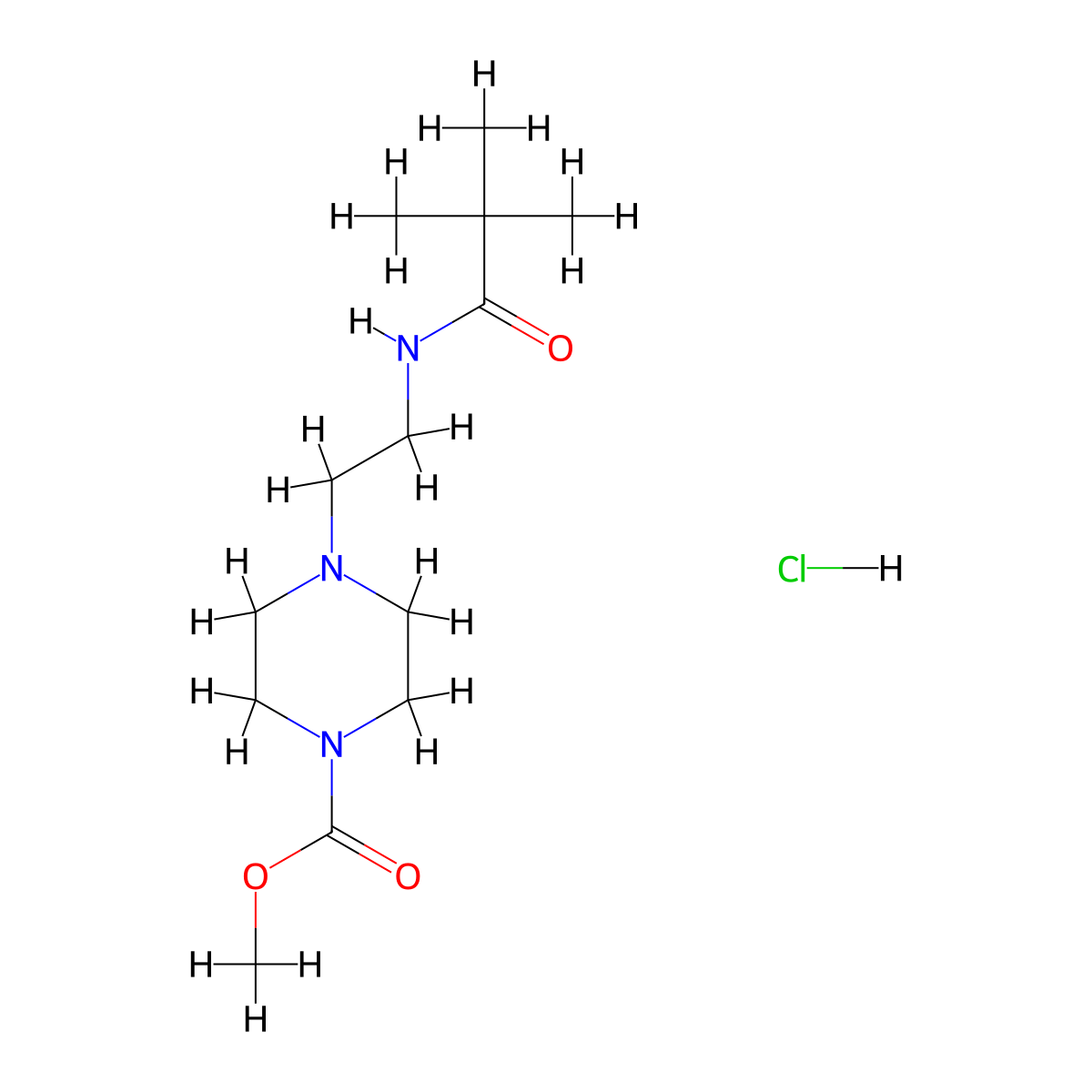 Methyl 4-(2-pivalamidoethyl)piperazine-1-carboxylate hydrochloride molecular structure, CAS 1351615-48-9