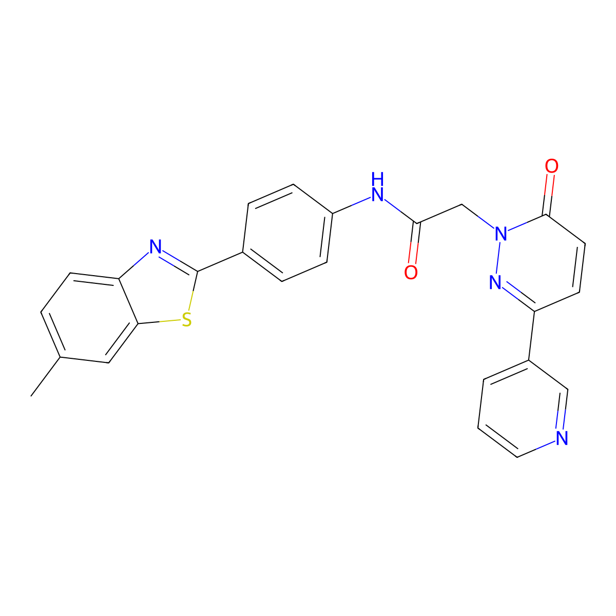 N-(4-(6-methylbenzo[d]thiazol-2-yl)phenyl)-2-(6-oxo-3-(pyridin-3-yl)pyridazin-1(6H)-yl)acetamide molecular structure, CAS 1351615-51-4