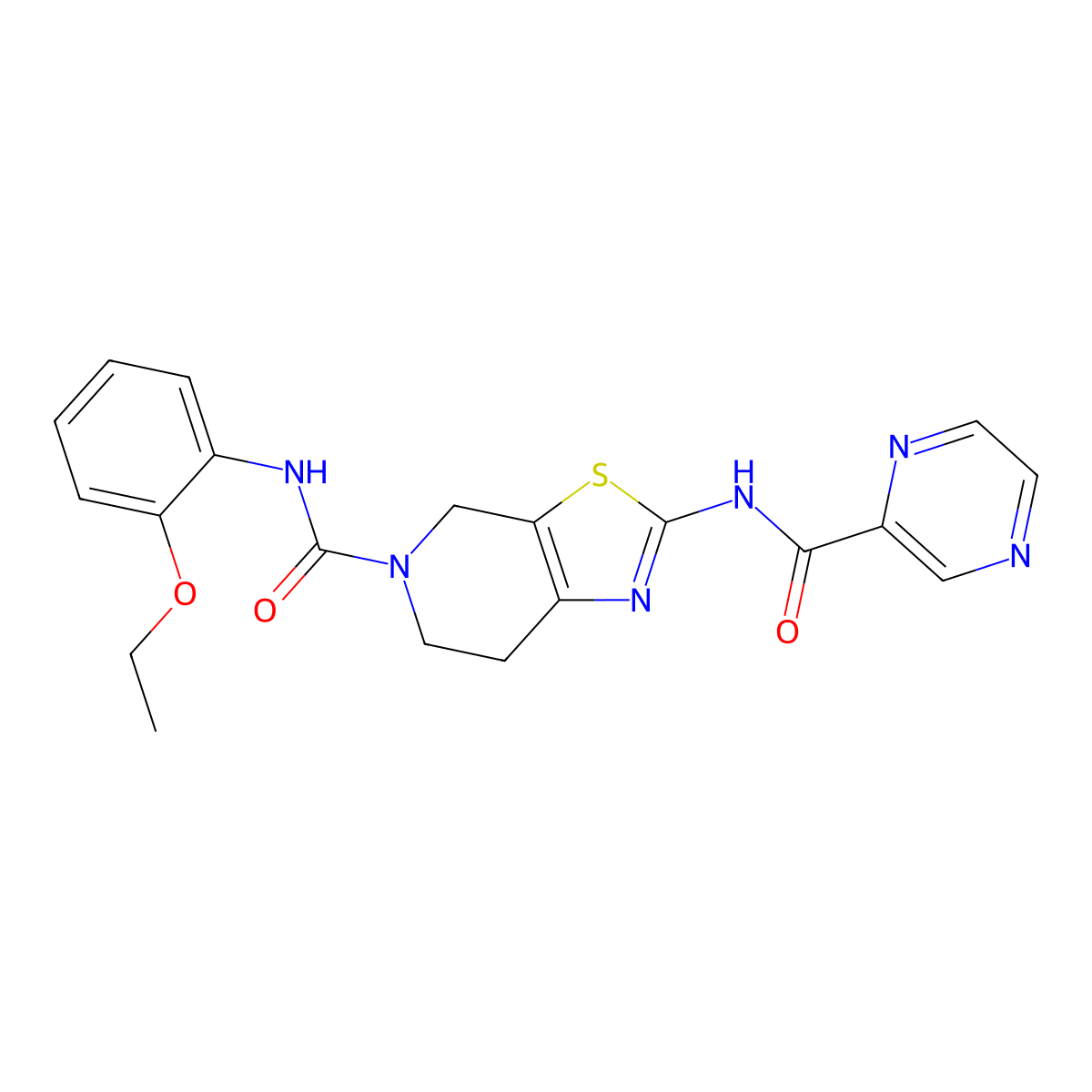 N-(2-ethoxyphenyl)-2-(pyrazine-2-carboxamido)-6,7-dihydrothiazolo[5,4-c]pyridine-5(4H)-carboxamide molecular structure, CAS 1351615-56-9