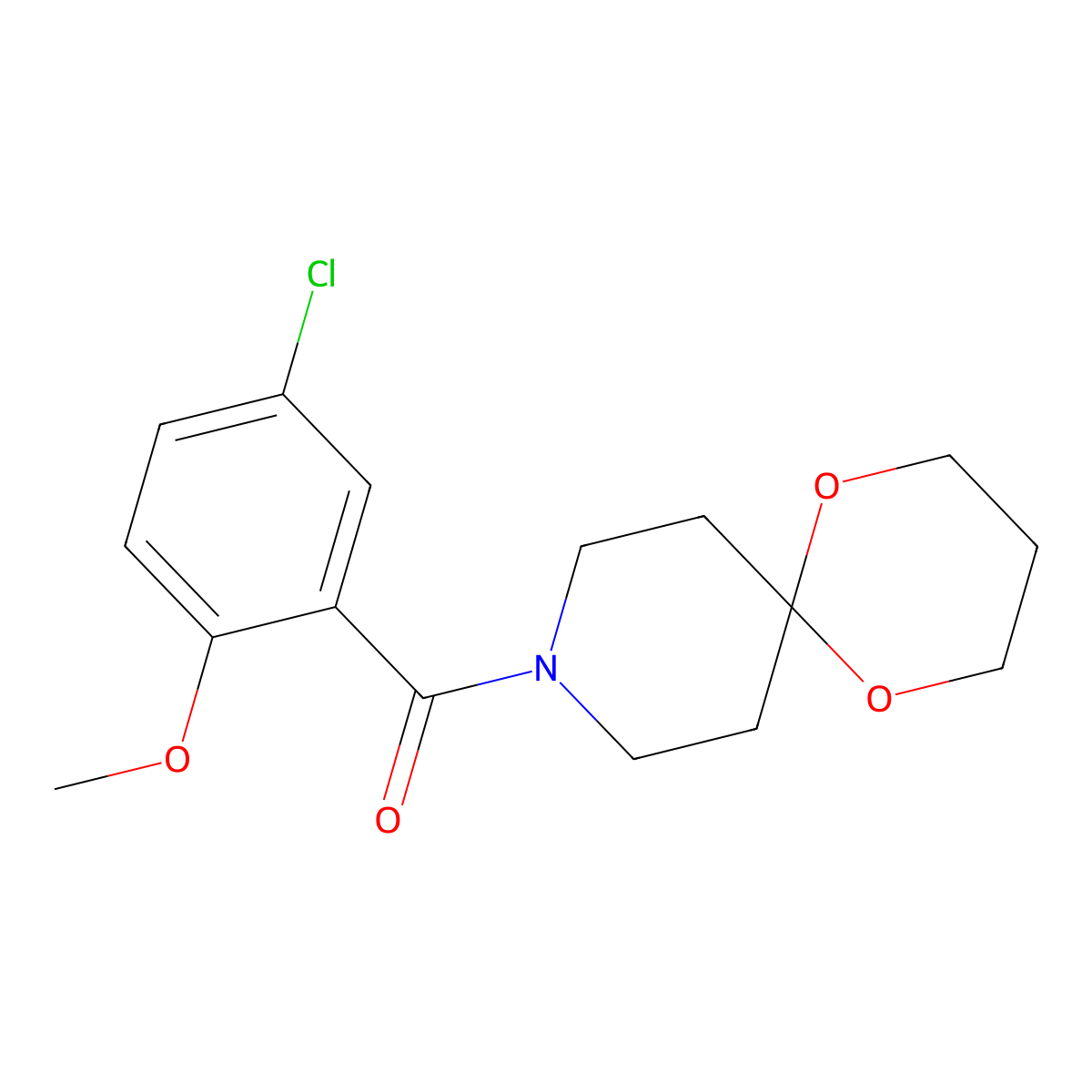 (5-Chloro-2-methoxyphenyl)(1,5-dioxa-9-azaspiro[5.5]undecan-9-yl)methanone molecular structure, CAS 1351615-57-0