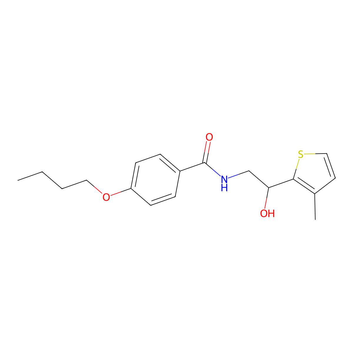 4-butoxy-N-[2-hydroxy-2-(3-methylthiophen-2-yl)ethyl]benzamide molecular structure, CAS 1351615-59-2