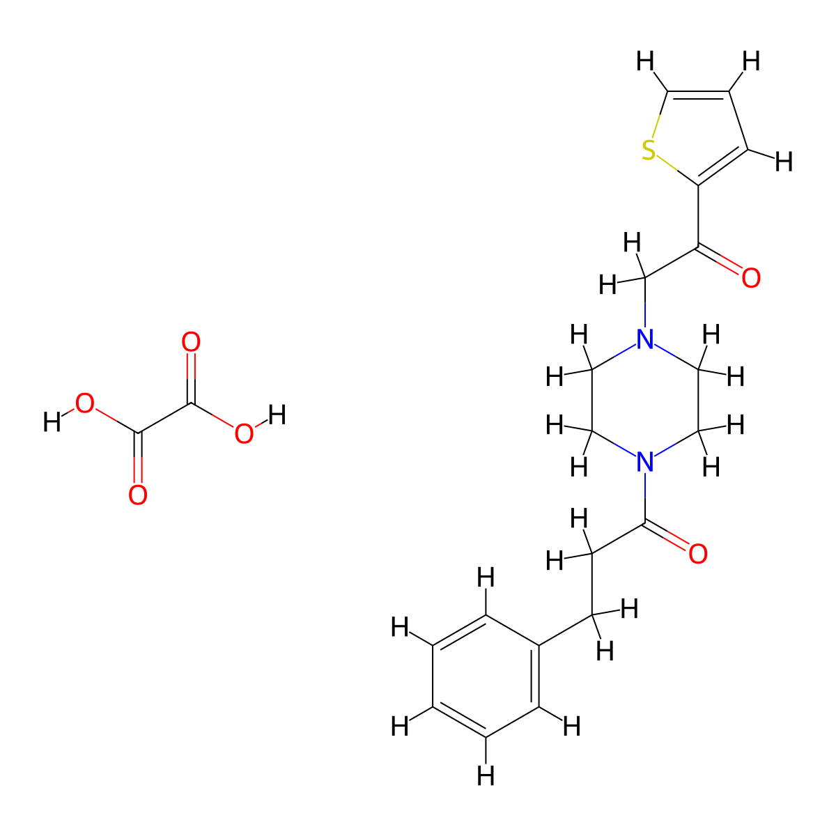 1-(4-(2-Oxo-2-(thiophen-2-yl)ethyl)piperazin-1-yl)-3-phenylpropan-1-one oxalate molecular structure, CAS 1351615-63-8