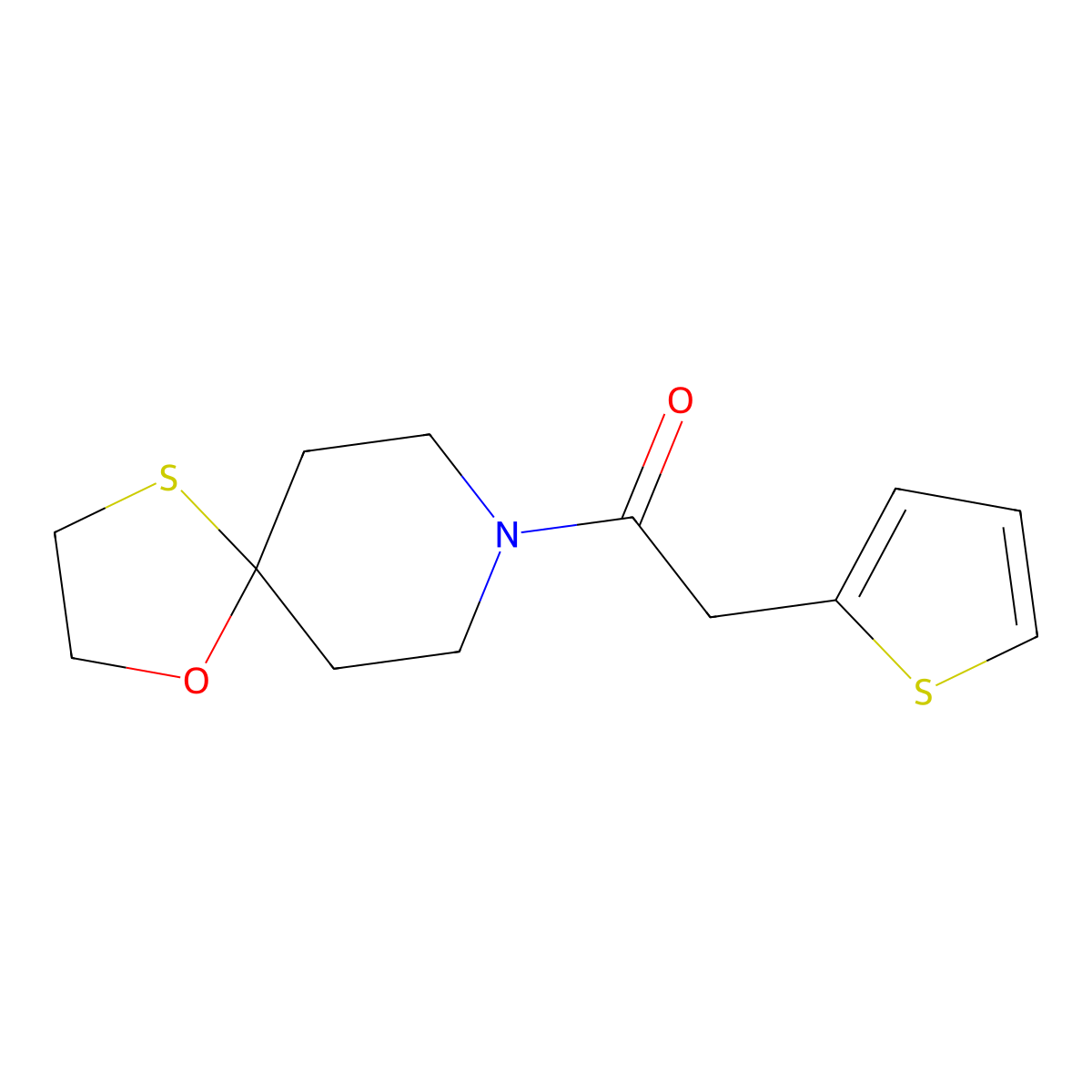 1-(1-Oxa-4-thia-8-azaspiro[4.5]decan-8-yl)-2-(thiophen-2-yl)ethanone molecular structure, CAS 1351615-64-9