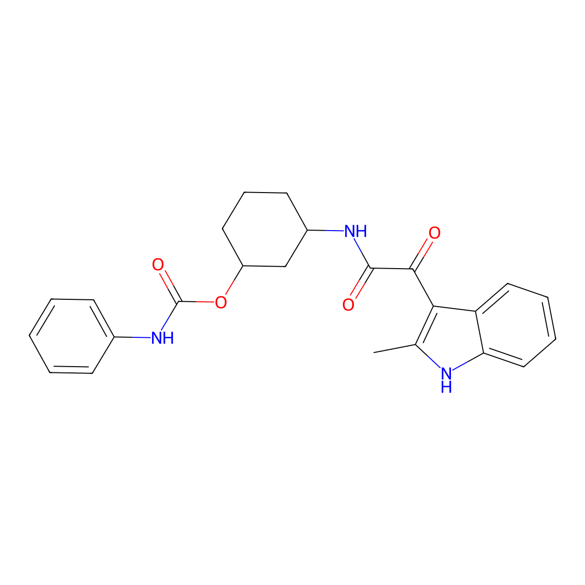 3-(2-(2-methyl-1H-indol-3-yl)-2-oxoacetamido)cyclohexyl phenylcarbamate molecular structure, CAS 1351615-68-3