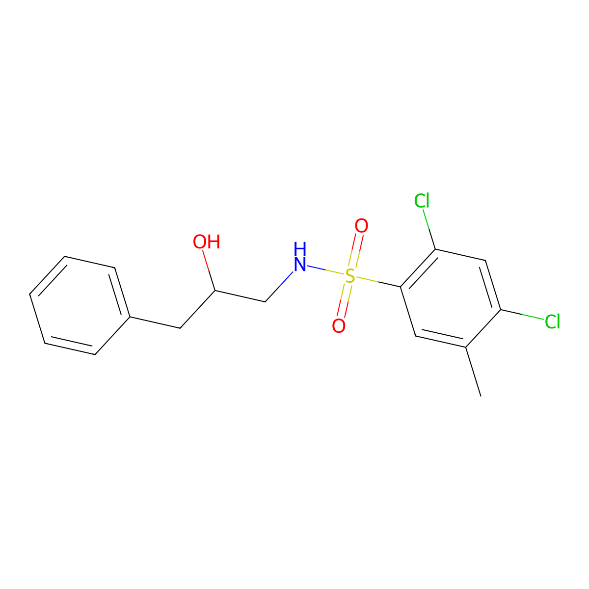 2,4-dichloro-N-(2-hydroxy-3-phenylpropyl)-5-methylbenzenesulfonamide molecular structure, CAS 1351615-78-5