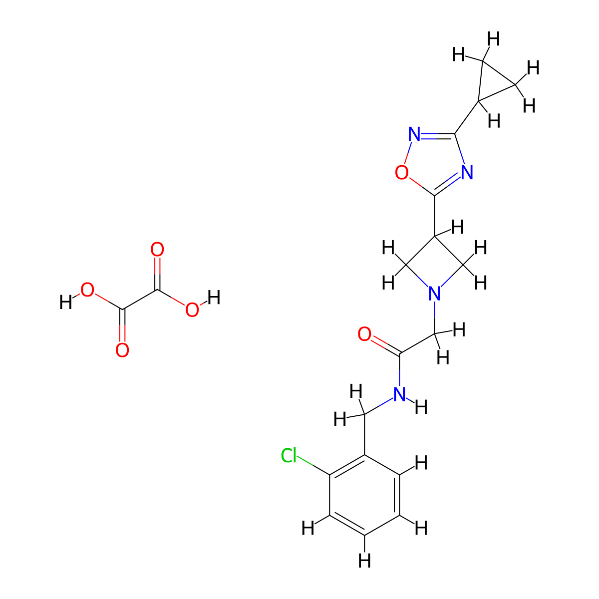 N-(2-chlorobenzyl)-2-(3-(3-cyclopropyl-1,2,4-oxadiazol-5-yl)azetidin-1-yl)acetamide oxalate molecular structure, CAS 1351615-86-5