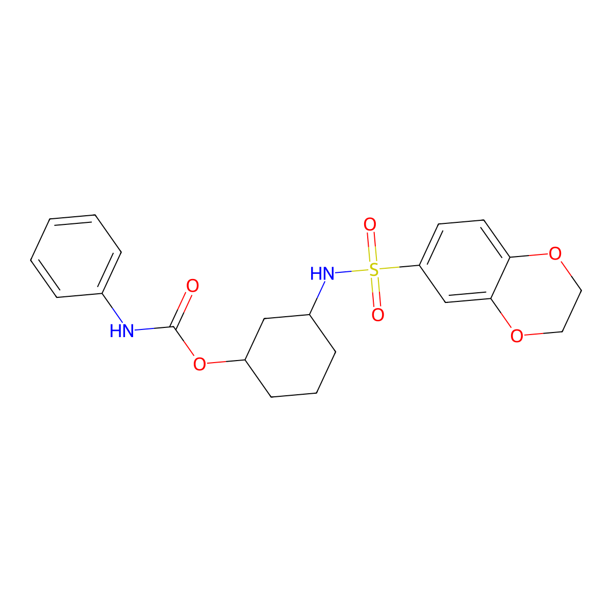 3-(2,3-Dihydrobenzo[b][1,4]dioxine-6-sulfonamido)cyclohexyl phenylcarbamate molecular structure, CAS 1351615-94-5