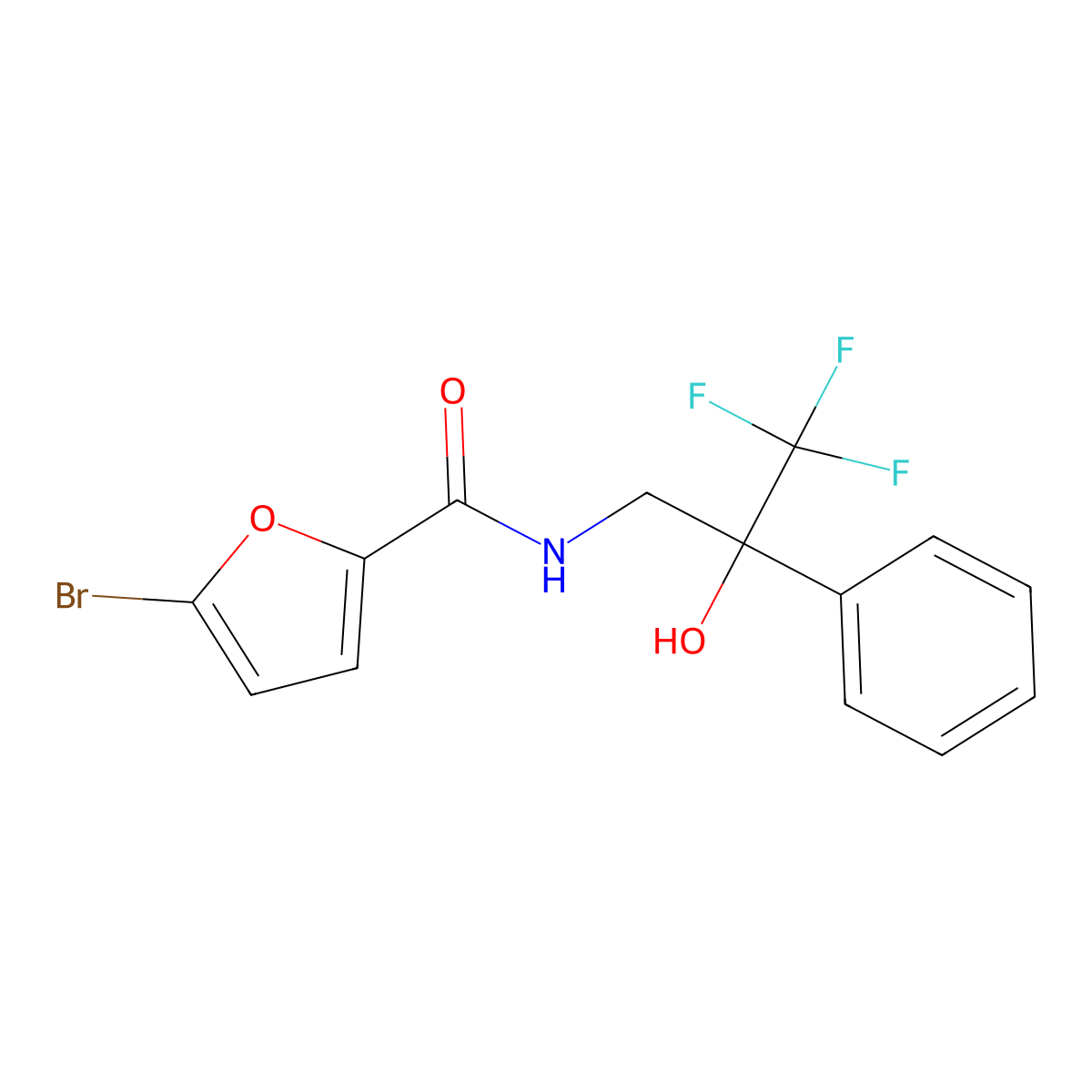 5-bromo-N-(3,3,3-trifluoro-2-hydroxy-2-phenylpropyl)furan-2-carboxamide molecular structure, CAS 1351615-96-7