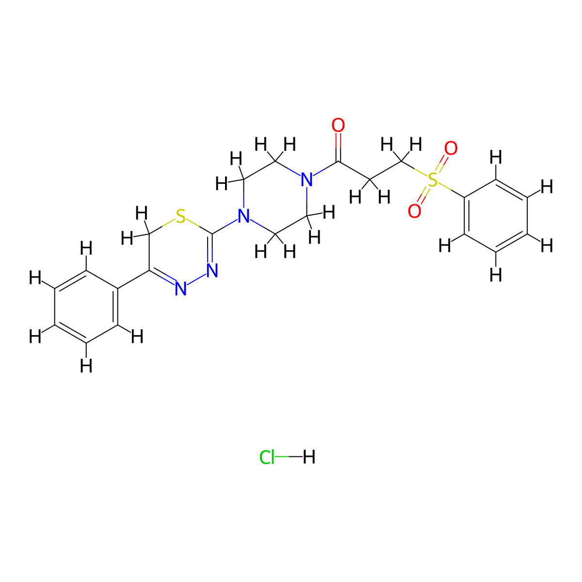 1-(4-(5-phenyl-6H-1,3,4-thiadiazin-2-yl)piperazin-1-yl)-3-(phenylsulfonyl)propan-1-one hydrochloride molecular structure, CAS 1351615-98-9