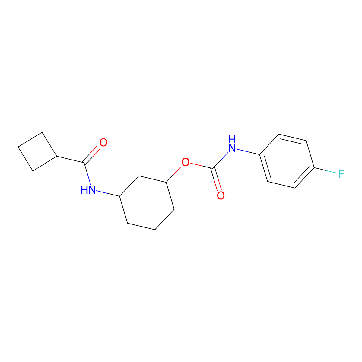 3-(Cyclobutanecarboxamido)cyclohexyl (4-fluorophenyl)carbamate molecular structure, CAS 1351616-03-9