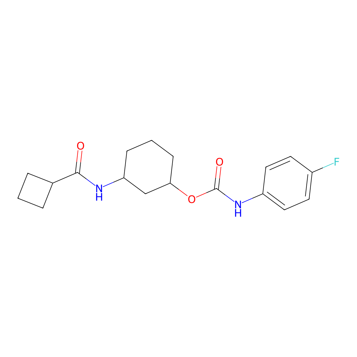 3-(Cyclobutanecarboxamido)cyclohexyl (4-fluorophenyl)carbamate molecular structure, CAS 1351616-03-9