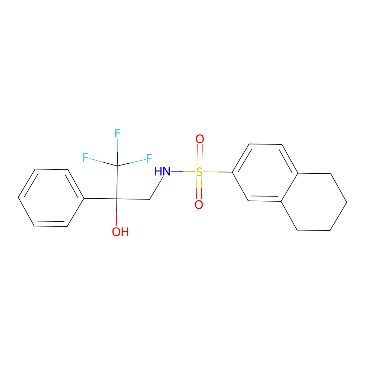 N-(3,3,3-trifluoro-2-hydroxy-2-phenylpropyl)-5,6,7,8-tetrahydronaphthalene-2-sulfonamide molecular structure, CAS 1351616-04-0