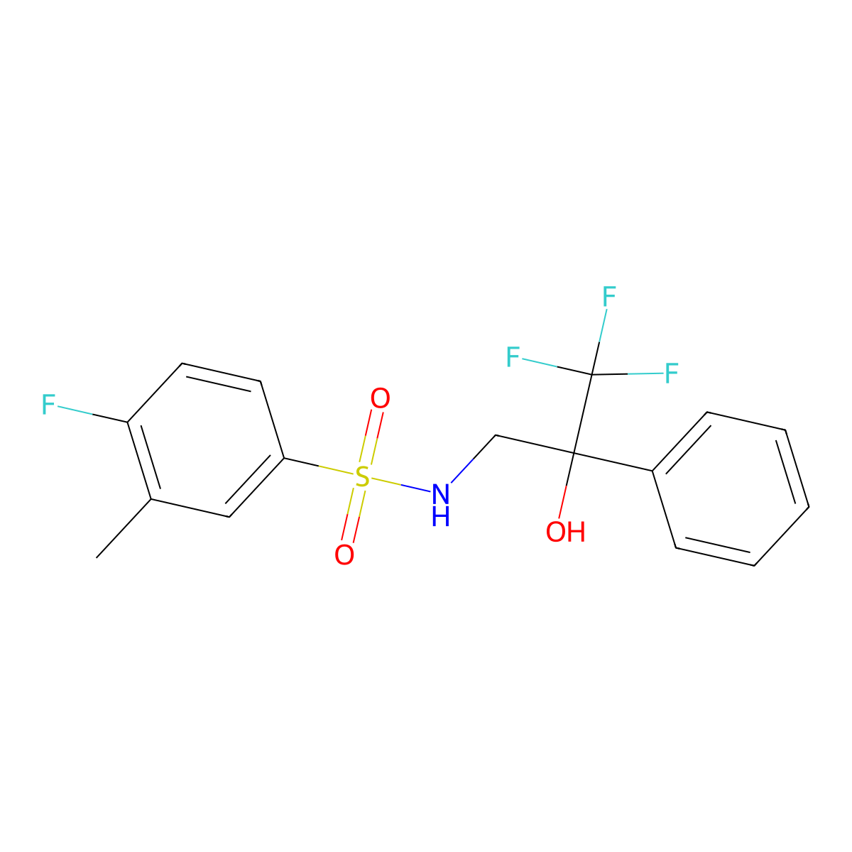 4-fluoro-3-methyl-N-(3,3,3-trifluoro-2-hydroxy-2-phenylpropyl)benzenesulfonamide molecular structure, CAS 1351616-20-0