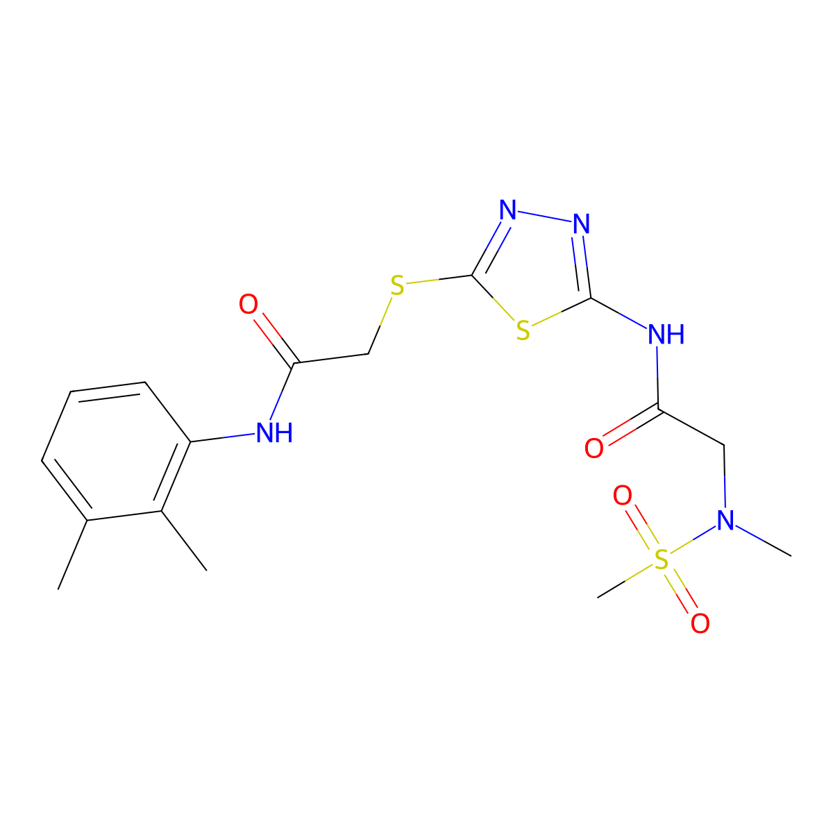 N-[5-({[(2,3-dimethylphenyl)carbamoyl]methyl}sulfanyl)-1,3,4-thiadiazol-2-yl]-2-(N-methylmethanesulfonamido)acetamide molecular structure, CAS 1351616-23-3
