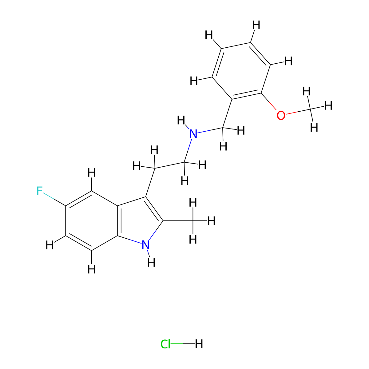 2-(5-fluoro-2-methyl-1H-indol-3-yl)-N-(2-methoxybenzyl)ethanamine hydrochloride molecular structure, CAS 1351616-26-6