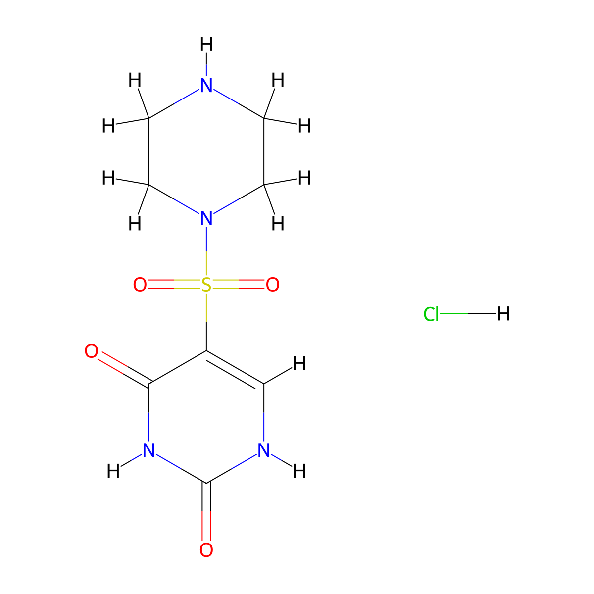 5-(Piperazine-1-sulfonyl)-1H-pyrimidine-2,4-dione hydrochloride molecular structure, CAS 1351616-51-7