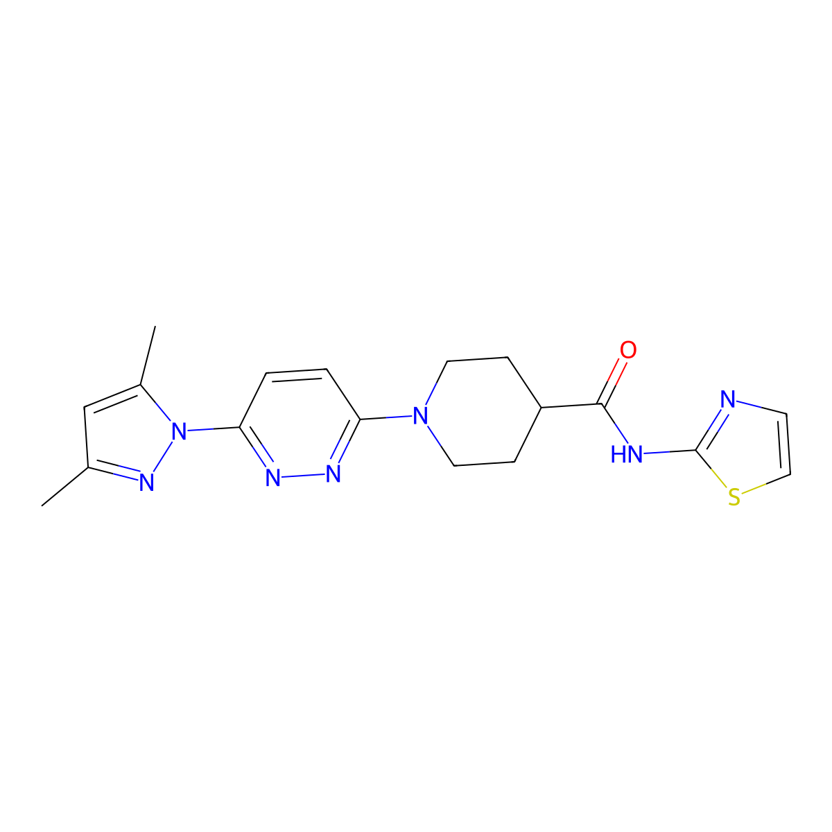 1-(6-(3,5-dimethyl-1H-pyrazol-1-yl)pyridazin-3-yl)-N-(thiazol-2-yl)piperidine-4-carboxamide molecular structure, CAS 1351616-53-9